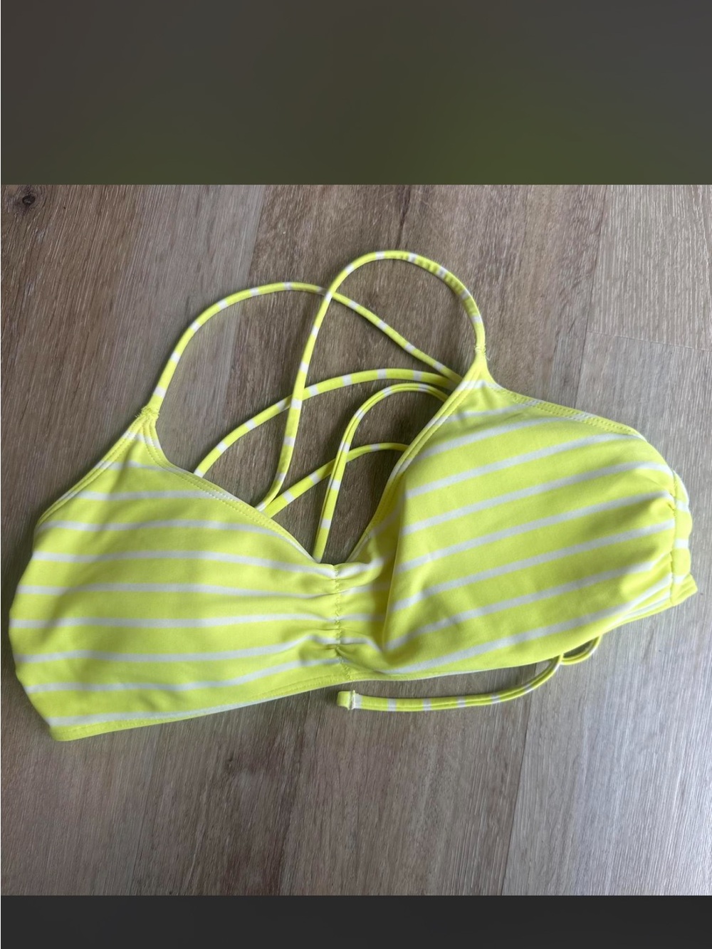 aerie Neon Yellow Striped Bralette Bikini Top